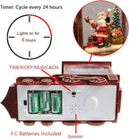 Musical Christmas Snow Globe Lantern Battery Operated with 6 Hour Timer Spinning Water Red Train Singing Lighted Snow Globe Lamp Holiday Decoration Gift(Santa, 10.6 x 4.3 x 8.3 Inches)