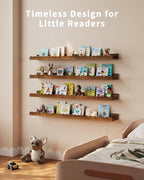 Shario Nursery Book Shelves, 4-Pack White Floating Shelves for Wall Kids, Scalloped Shelves, Wall Book Shelves for Bedroom Kids, Toddler Room, Baby Room, Nursery Decor (Walnut Brown, 36 Inches)