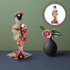 12" Traditional Japanese Geisha Doll Authentic Red Kimono Figurine Hand-Painted Porcelain & Fabric Asian Collectible Statue for Home Office Decor Gift Boxed