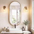 Sweetcrispy 24" x 48" Gold Bathroom Mirror for Wall, Oval Wall Mirrors with Metal Frame, Tempered Glass, Modern Vanity Mirror for Over Sink, Living Room, Bedroom, Entryway, Horizontal or Vertical