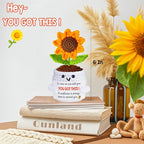 Get Well Gifts for Women Men, Inspirational Positive Sunflower Emotional Support Crochet - First Father's Day Birthday Galentines Graduation Cheer Up Gifts for Teens Students Coworker Best Friends