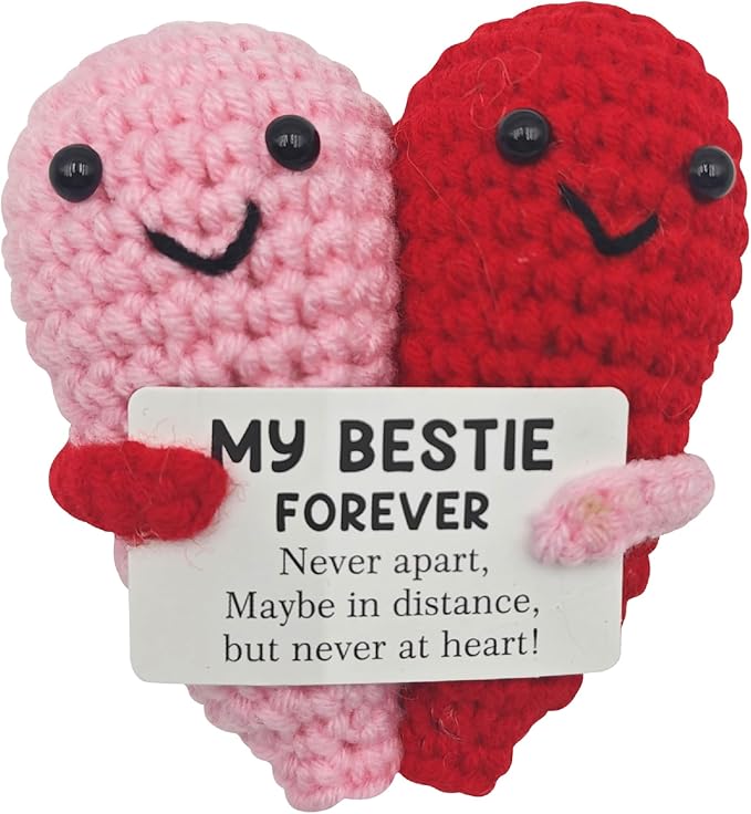 3.5 inch Positive Hug Heart Handmade Knitted Wool Doll with Positive Card Inspiring Gifts for Cheer Up Emotional Support Encouragement Friends