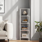 TUTOTAK Corner Shelf, 5-Tier Corner Bookshelf for Small Space, Narrow Display Corner Shelf Stand with Storage Rack, for Living Room, Bedroom, White BS05BW005