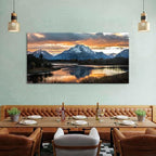 Large Mountain Wall Art for Living Room Sunset Nature National Park Posters Grand Teton Landscape Wall Decor Snake River Wyoming Scenery Canvas Prints Artwork for Bedroom Office Home Decoration 30x60"
