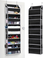 ULG 1 Pack Over The Door Organizer – 5 Shelf Door Organizer Hanging & 10 Side Pockets, Reinforced 44LB Capacity Hanging Organizer, Behind The Door Storage for Bedroom, Nursery, Pantry (Black)