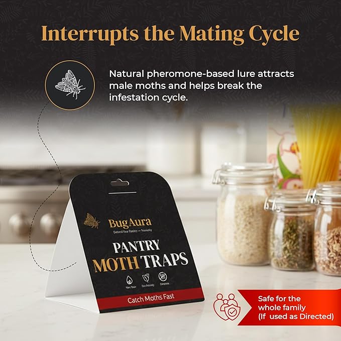 8 Pack Pantry Moth Traps for House Indoor – Advanced Red Line Formula Pantry Moth Traps with Pheromones Prime – Safe & Non-Toxic – Targets Indian Meal Moths & Other Pantry Moths