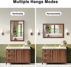 Bathroom Mirror for Over Sink,24x36Inch Thick Anti-Rust Wood Grain Metal Frame, Rectangle Decorative Wall Mirror with HD Tempered Glass, Horizontal or Vertical Mount for Vanity, Bathroom,Living Room