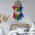 Colorful Dream Catcher Rainbow Dream Catchers Wall Decor Handmade Feather Dreamcatcher Wall Hanging Ornament for Bedroom Living Room Home Decor