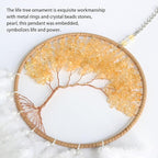 Fairy Gold Citrine Tree of Life Dream Catcher Wall Decor with Healing Crystal Stone Handmade Feather Dream Catchers Decoration Wall Hanging Ornaments for Bedroom Wedding Party Home Decor-25.6"
