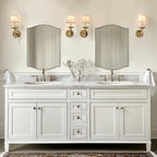 ANDY STAR Gold Bathroom Mirror, 22"x30" Scalloped Wall Mirror in Stainless Steel Metal Frame, Unique Vanity Mirror with Modern Curved Edge Design, Ideal for Bathroom, Bedroom, Entryway
