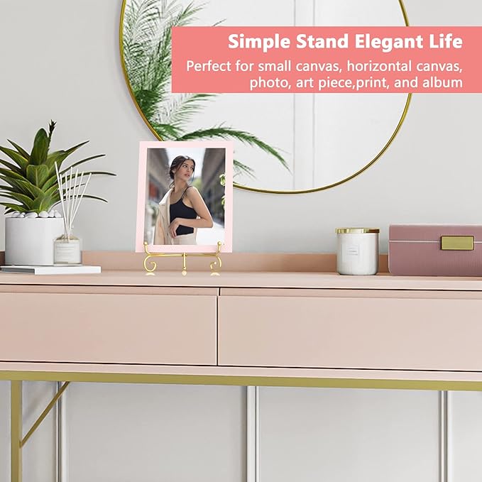6 Pack 3 Size Iron Display Stand, Gold Easel Plate Display Photo Holder Stand, Displays Picture Frams, Decorative Plates, Tablets, Books and Artworks (4, 6, 8 Inch)