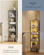 Corner Shelf Stand, 5 Tier Corner Bookshelf,Corner Furniture for Bedroom Display Corner Shelf for Small Space,Wood Shelves with Storage Rack for Living Room,Office,Gray