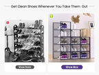 Kuject X-Large Shoe Storage Boxes Organizers Clear Plastic Stackable 12 Pack, Shoe Rack & Holder Substitute, Sneaker Containers, Toy Storage Organizer Bins for Entryway, Closet, Under Bed, Blue