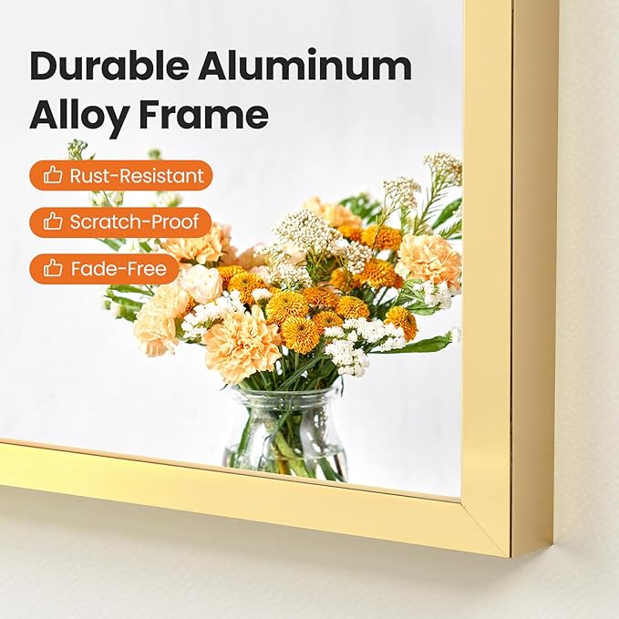 Sweetcrispy 20"x30" Arched Gold Bathroom Mirrors for Wall, Bathroom Mirrors for Over Sink, Metal Framed with HD Shatter-Proof Glass for Entryway, Living Room, Bedroom