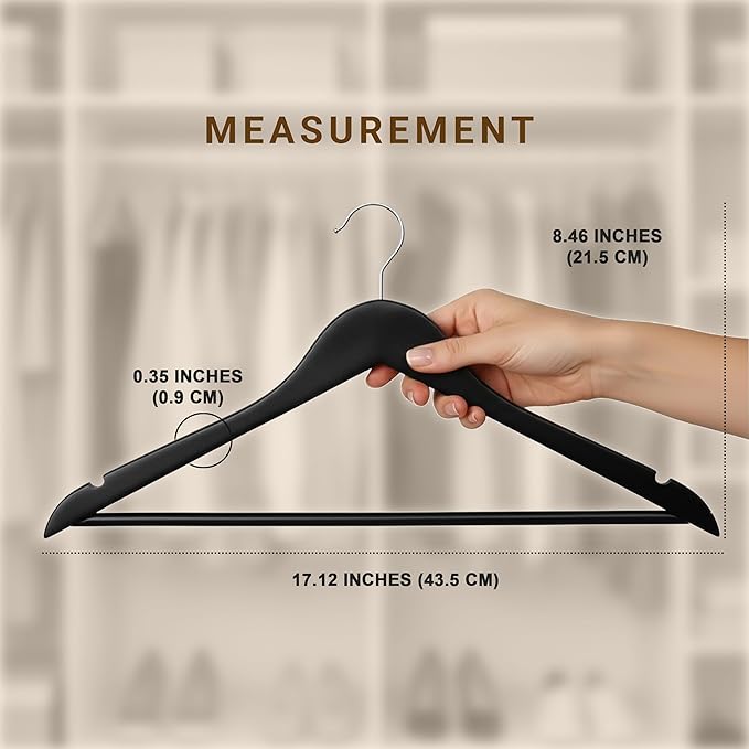 Utopia Home Premium Wooden Hangers 90 Pack - Durable & Slim Coat Hanger - Suit Hanger with 360-Degree Rotatable Hook - Wood Hangers with Shoulder Grooves (Black Color)