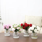 Ribbed Glass Vases, Set of 4 Small Vases for Flowers, Clear Glass Vase for Tulips, Modern Vase for Living Room, Kitchen, Office, Entryway, Bookshelf, Wedding Gifts, Birthday, 6 Inches