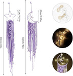 Moon Star Dream Catcher Decor,2pcs Boho Home Moon Star Dreamcatcher,Macrame Wall Hanging Boho Home Decor for Kids Baby Bedroom Decoration for Women Girls Craft Holiday Gifts Purple