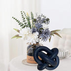 Wood Knot Link Chain Decor Hand-Carved Coffee Table and Shelf Decorative Object for Farmhouse, Rustic, Boho, Modern Living and Bedroom Spaces (Blue)