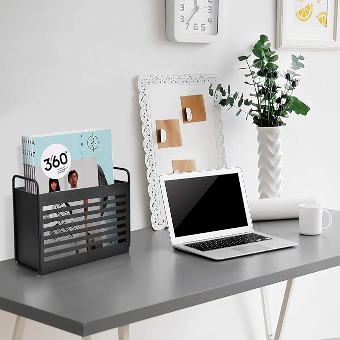 Magazine Holder, Magazine Rack Mail Organizer Folder Organizer Bin for Magazines, Books, Newspapers, Tablets in Home, Office, Black