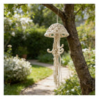 Macramé Wall Hanging, Rope-Woven Jellyfish Decor, Dream Catchers, Creative Wall Decor Accents (White)