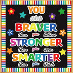 Classroom Bulletin Board Decoration Set Welcome Banner Wall Door Decor Colorful Classroom Decorations for Kindergarten Preschool Elementary Middle School (Braver, Stronger, Smarter)