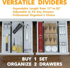 SpaceAid 4 Pack Bamboo Drawer Dividers with Labels, Kitchen Adjustable Drawer Organizers, Expandable Organization for Home Clothes Dressers (17-22 in, Black)
