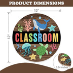 Nautical Classroom Front Door Sign, Back to School Beach Coastal Wood Plaque Hanger Nursery Preschool Elementary Home Decor, Ocean Wooden Wreath Wall Hanging Decoration Teacher Supply Gift