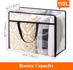 Lifewit 2 Pack Clear Clothes Storage Bags, 110L Plastic Blanket Storage Bag, Vinyl Foldable Moving Bags with Zipper, Closet Organizers and Storage Containers for Bedding, Duvet, Comforter