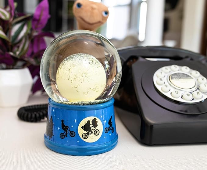 E.T. The Extra-Terrestrial Bike Moon 6-Inch Snow Globe with Swirling Glitter Display Piece