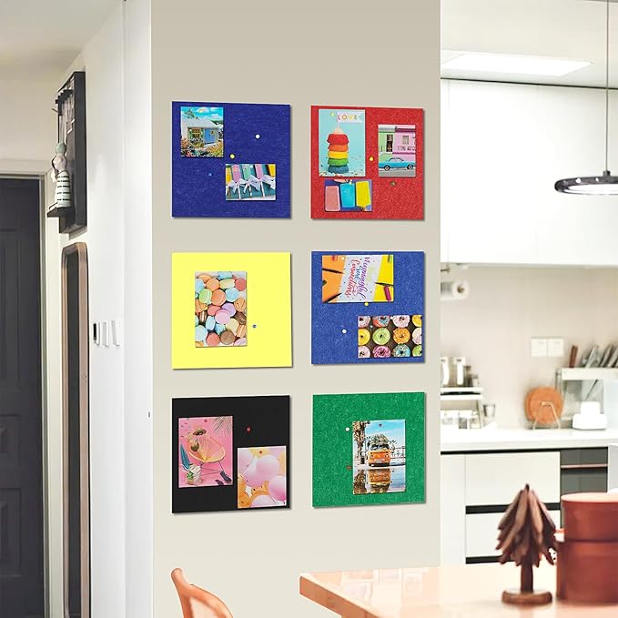 Large Cork Board for Wall 35" x 23", Bulletin Board, 6 Pack Felt Wall Tiles with 40 Pushpins, Cork Boards for Office Pin Board Tack Board Cork Boards