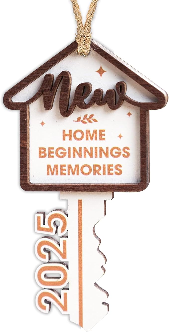 New Home Key Christmas Ornaments 2025, House Warming Gifts New Home for Couple Newhouse Owners, Home Beginning Memories Ornament, New House Gift Ideas for Women Men, Holiday Tree Hanging Ornaments
