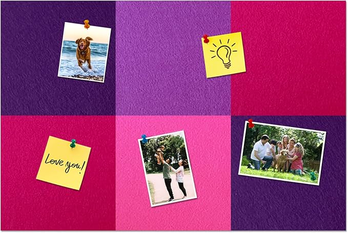 Square Felt Cork Bulletin Board Tiles, Self Adhesive DIY Felt Pin Board for Wall 30" x 20" with 35 Pushpins for Office School Home Wall Decor Stickers Memos Photos Display (Gradual Purple)