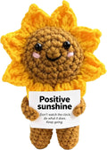 4.5 inch Positive Sun Doll Handmade Knitted Wool Doll with Positive Card Inspiring Gifts for Cheer Up Emotional Support Encouragement Friends