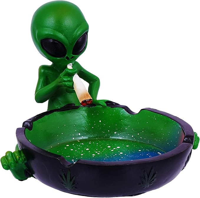 Fantasy Gifts, Ornament, Alien Smoking Ashtray, Home Décor, Multicolor, 4 inches