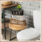 Moucuny 4 Pcs Bathroom Shelf Decor Sign Farmhouse Bathroom Decor and Accessories Rustic Eucalyptus Leaves Wood Block Sign Gift Let That Shit Go Funny Farmhouse Table Centerpiece for Home Office Toilet