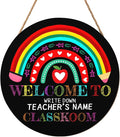 Personalized Welcome Sign for Classroom Custom Teacher Name Classroom Door Sign 12x12in Welcome to Our Classroom Door Hanging Sign Back to School Teacher Supplies Appreciation Gifts