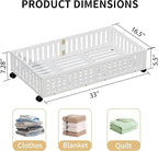 Bamboo Under Bed Storage with Wheels,Rolling Underbed Shoe Organizer Box for Shoes,Blankets,Toys,Clothes Container Space-Saving Bins for Bedroom,Closet,Dorm,Nursery