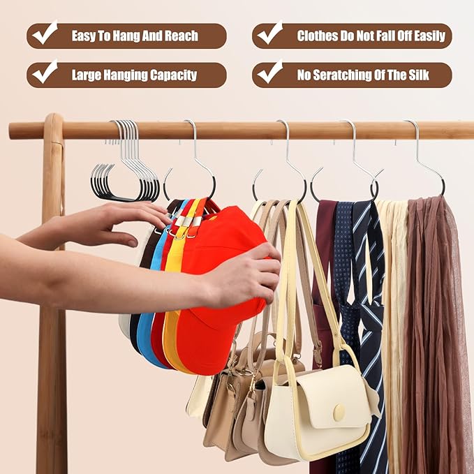 Zonon 24 Pcs Scarf Hangers Metal Belt Hat Ring Hanger with Grip Coating, Scarf Organizer Storage Holders for Ties Scarves Belts Tank Tops Hat Hooks (Black)