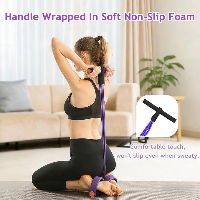 Kammoy 6-Tubes Tension Rope, Multifunction Elastic Yoga Pedal Puller Resistance Band, Natural Latex Tension Rope Fitness Equipment, for Abdomen, Waist, Arm, Leg Stretching Slimming Training
