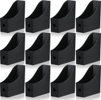 Geyee 12 Pack Magazine File Holder Plastic Desk Organizer Magazine Holder Storage Heavy Duty File Boxes for Home Storage and Office Organization(Black)