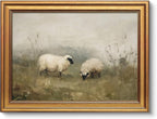 VIYYIEA Vintage Gold Framed Wall Art for Living Room, Sheep Canvas Prints Home Decor, Oil Painting Picture, Bedroom Wall Decor Gifts for Friends or Family -【Valais Blacknose Sheep】-(16L x 12W)