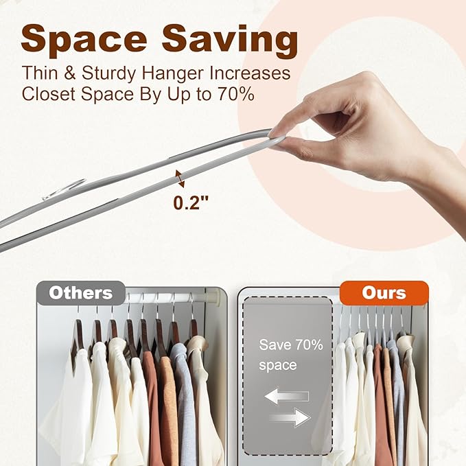 HOUSE DAY Heavy Duty Plastic Hangers 100 Pack, Clothes Hangers with Non-Slip Rubber Pads - 0.2 Inch Thin Space Saving Coat Hanger for Closet Organizer, 360° Swivel Hook for Shirts, Pants, Suit (Grey)