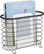 mDesign Newspaper and Magazine Rack for Bathroom, Office, Entryway - Matte Black
