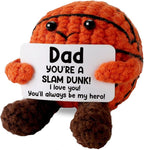 Funny Crochet Mini Basketball for Dad, Positive Basketball Crochet Inspiring Mental Health Gift, Emotional Support Crochet for Dad