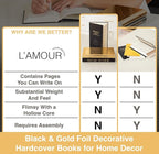 Decorative Books for Home Decor – Decorative Hardcover Display Faux Books for Bookshelf – Black and Gold Foiled Decor Books for Coffee Table – Fashion Designer Books Decor Set of 3 (Black and Gold)