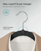 SONGMICS Velvet Hangers 30 Pack, Non-Slip Clothes Hangers with Shoulder Notches, Pants Bar, 360° Swivel Hook, Space-Saving, for Closet, Ink Black UCRF029B03