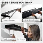 Homeforia Black Floating Shelf 18 inch, High End Solid Real Wood 18inch Bathroom Floating Shelves for Wall Mounted, Black Wooden 18in Floating Shelves, Heavy Duty Bracket, 18 X 6.5 X 1.75 in, Set of 2