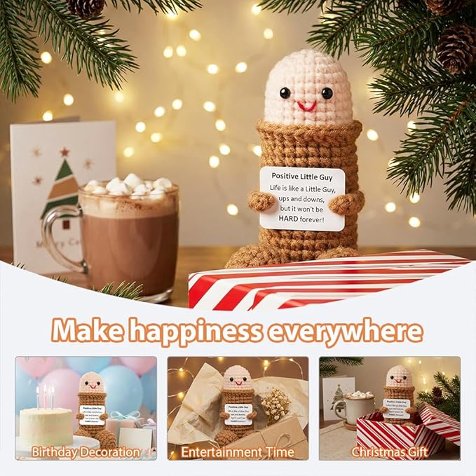 Funny Positive Crochet Gifts Emotional Support Stuffed Doll for Friends Men Women,White Elephant