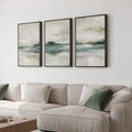 Framed Abstract Landscape Wall Art, Set of 3 Canvas Prints Paintings Artwork for Walls, Soft Blue and Green Nature Pictures for Living Room, Bedroom, Lounge, Dining Room Wall Decor 16x24 In