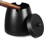 Cigar Ashtray with Lid for Outdoors Indoors Outside Patio Home Black Decor,Large Holder Ash tray Windproof,Cigar Accessories Gift for Men Dad Husband Boyfriend (Large)